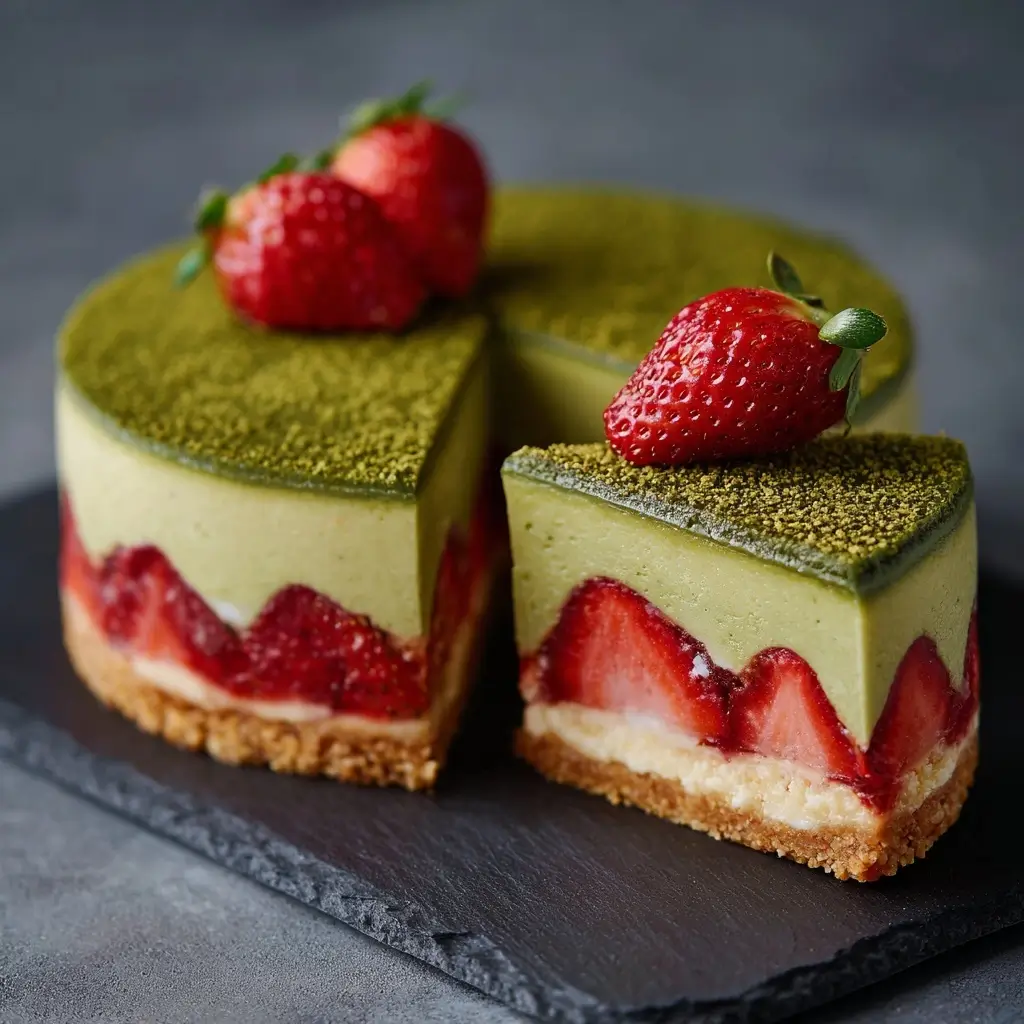 Matcha Strawberry Cheesecake