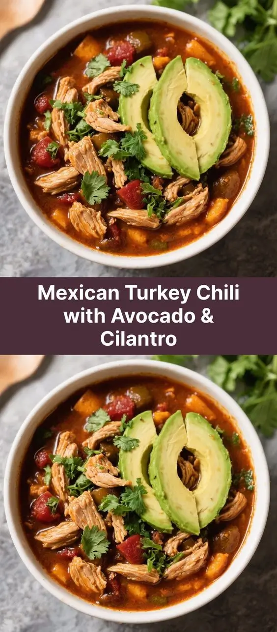 Mexican Turkey Chili with Avocado & Cilantro