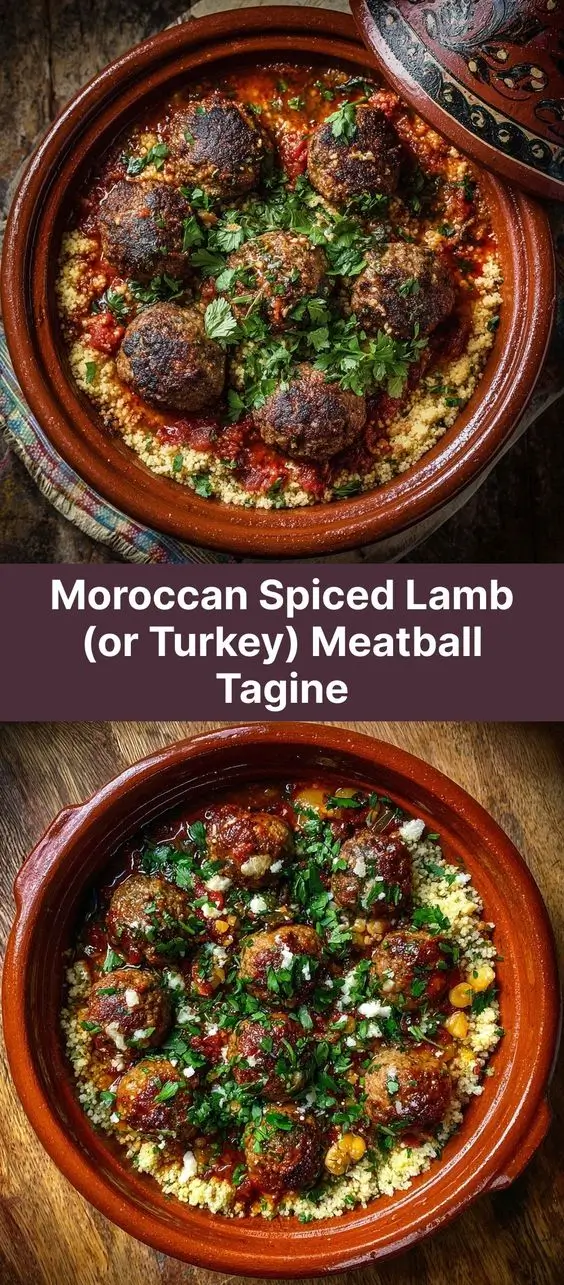 Moroccan Spiced Lamb (or Turkey) Meatball Tagine