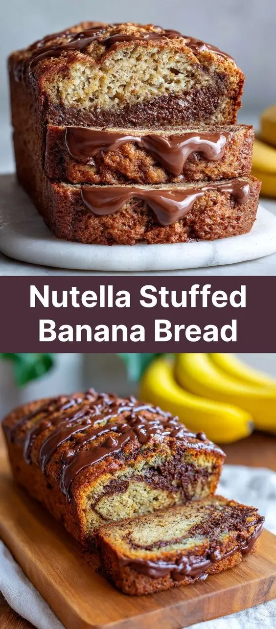 Nutella Stuffed Banana Bread