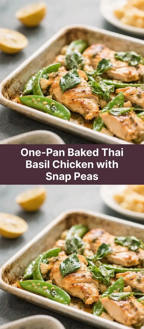 One-Pan Baked Thai Basil Chicken with Snap Peas