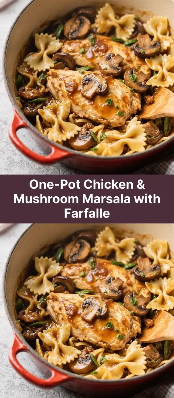 One-Pot Chicken & Mushroom Marsala with Farfalle