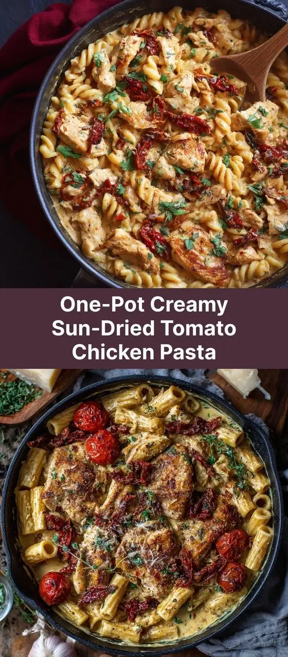 One-Pot Creamy Sun-Dried Tomato Chicken Pasta