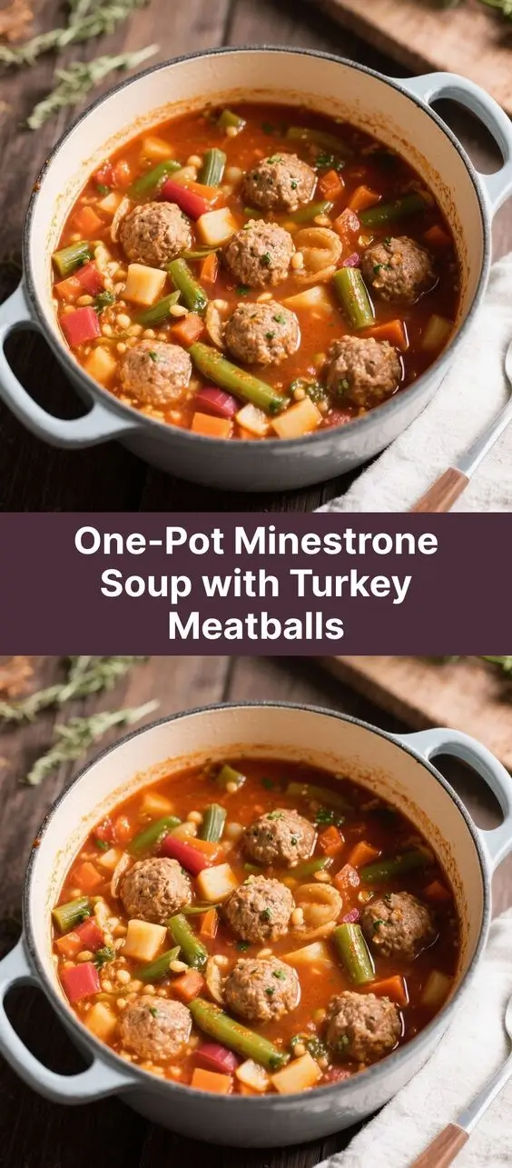 One-Pot Minestrone Soup with Turkey Meatballs