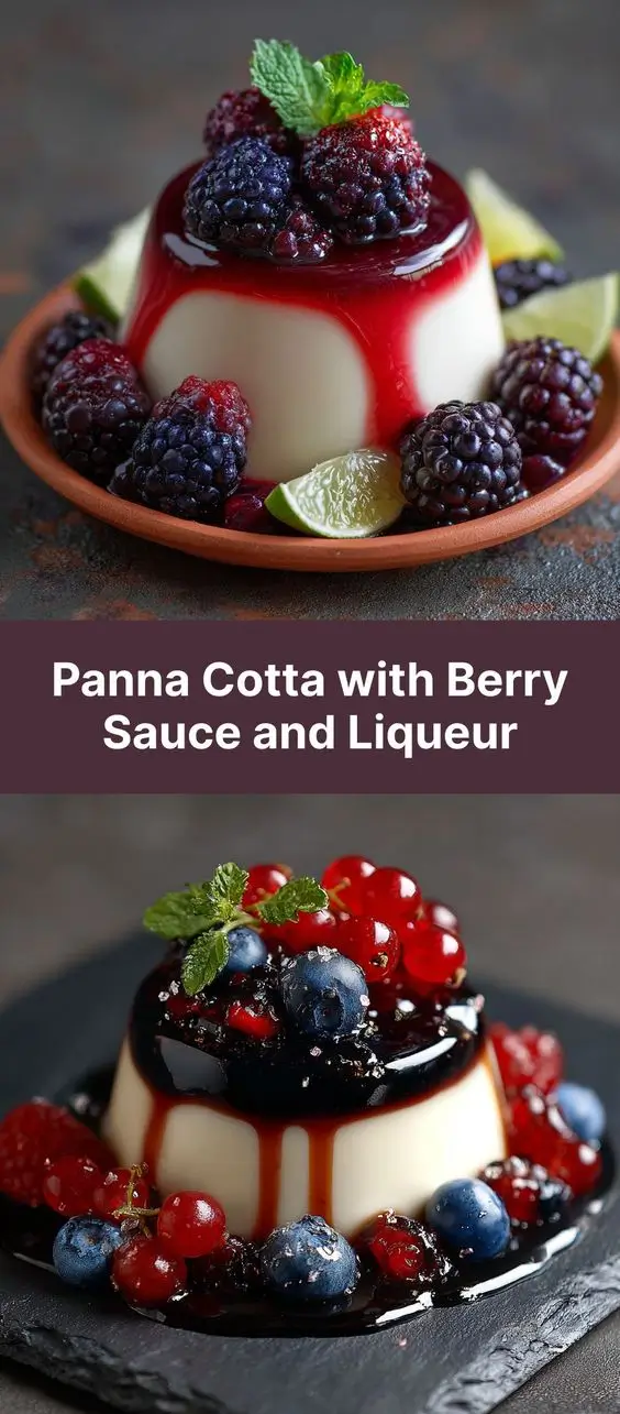 Panna Cotta with Berry Sauce and Liqueur