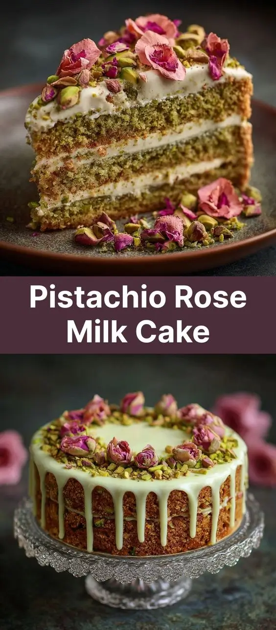 Pistachio Rose Milk Cake