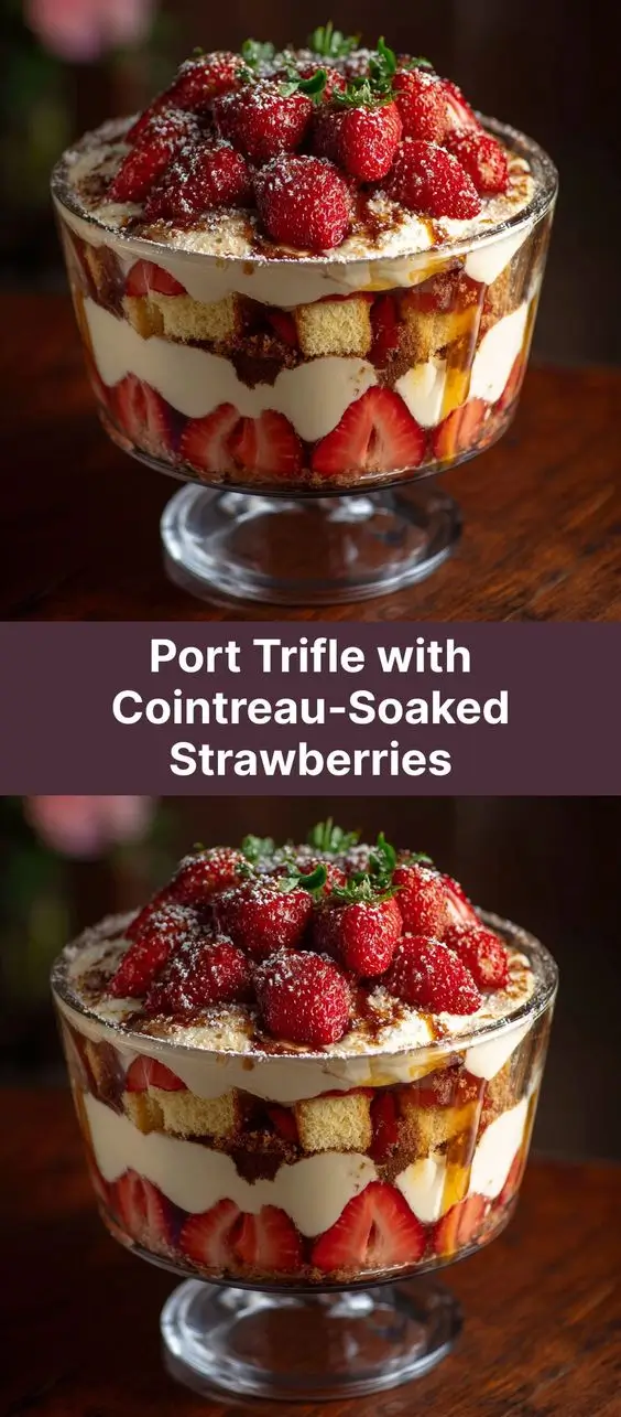 Port Trifle with Cointreau‑Soaked Strawberries