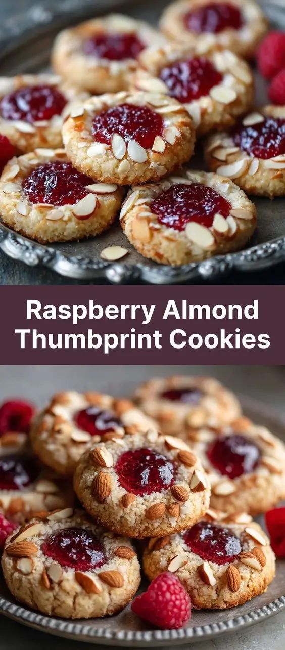 Raspberry Almond Thumbprint Cookies