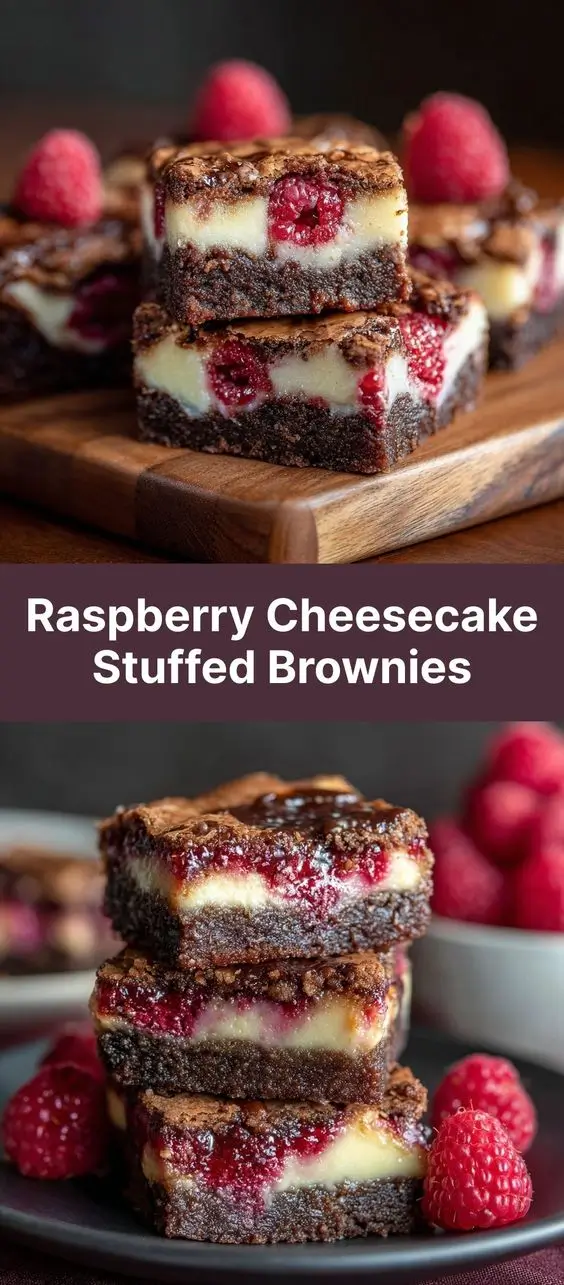 Raspberry Cheesecake Stuffed Brownies