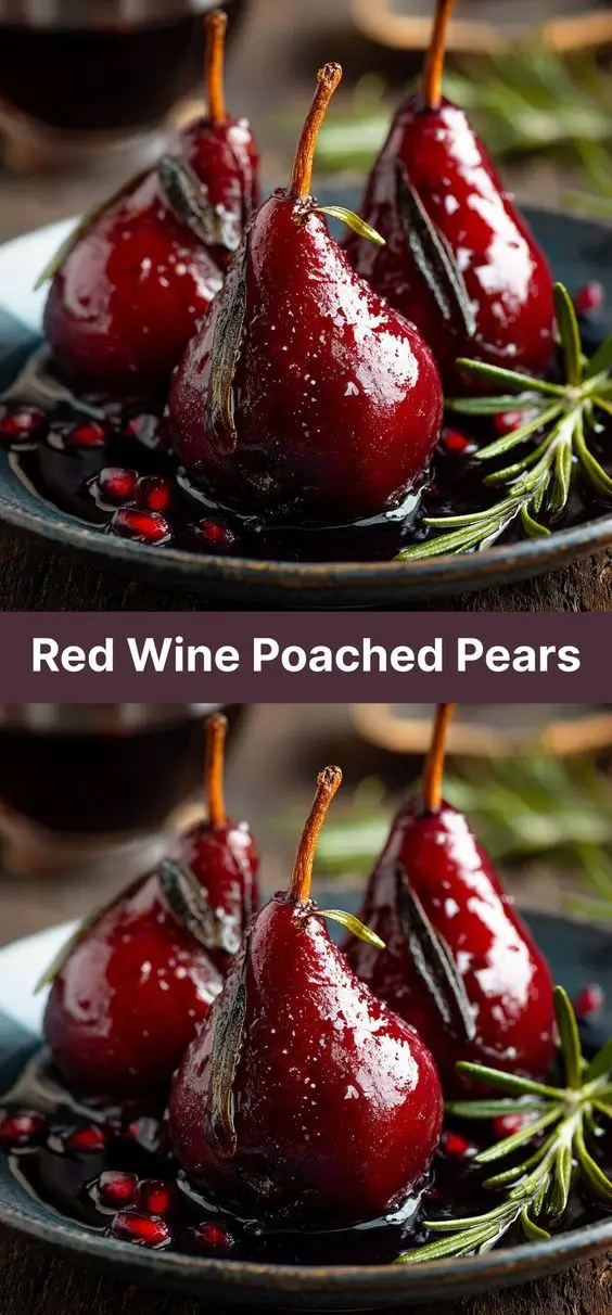 Red Wine Poached Pears
