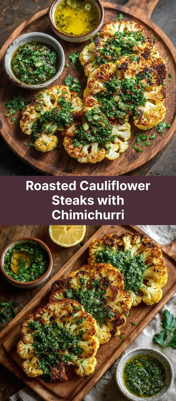 Roasted Cauliflower Steaks with Chimichurri