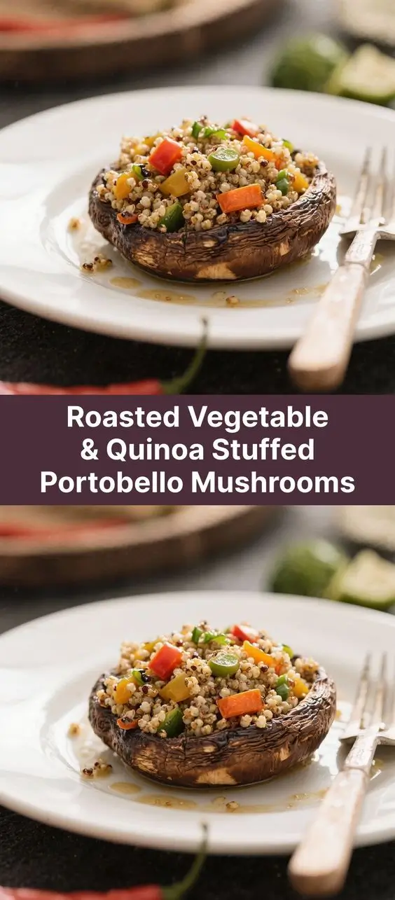 Roasted Vegetable & Quinoa Stuffed Portobello Mushrooms