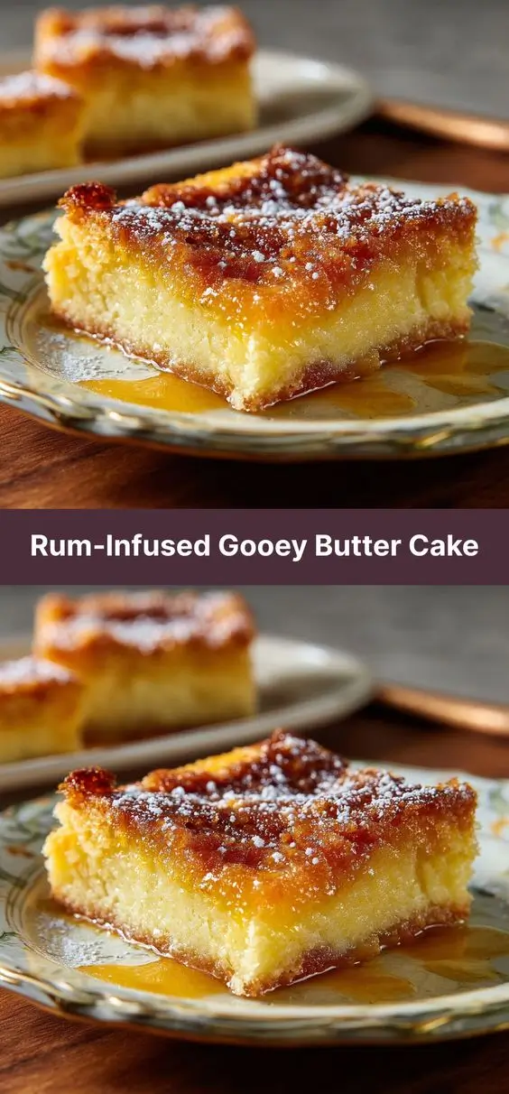 Rum‑Infused Gooey Butter Cake