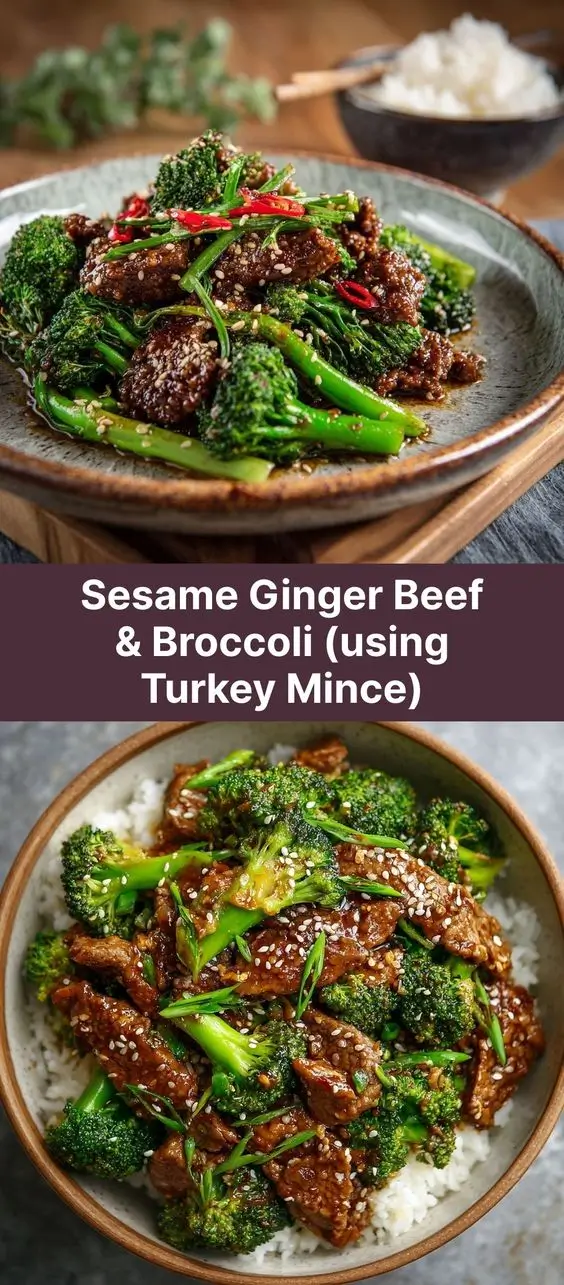 Sesame Ginger Beef & Broccoli (using Turkey Mince)