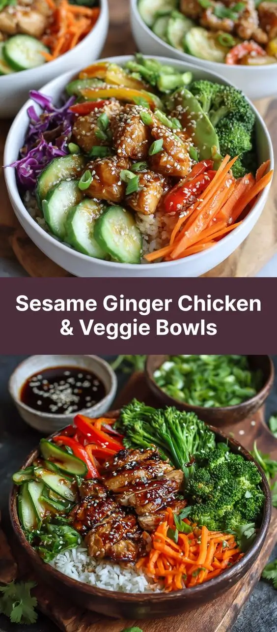 Sesame Ginger Chicken & Veggie Bowls