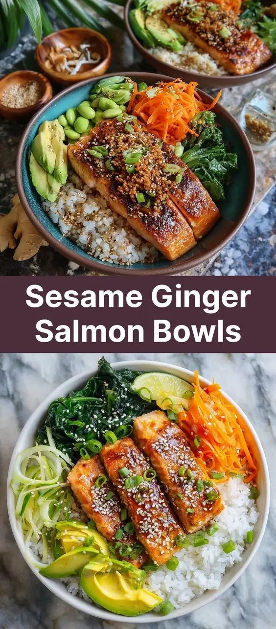 Sesame Ginger Salmon Bowls