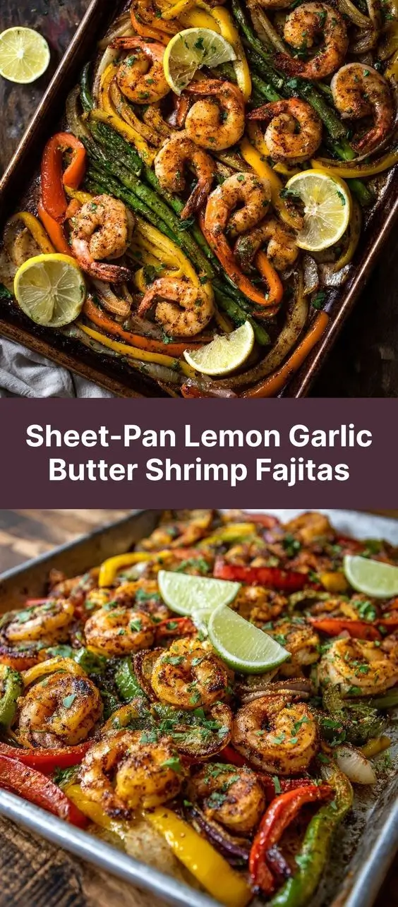 Sheet-Pan Lemon Garlic Butter Shrimp Fajitas