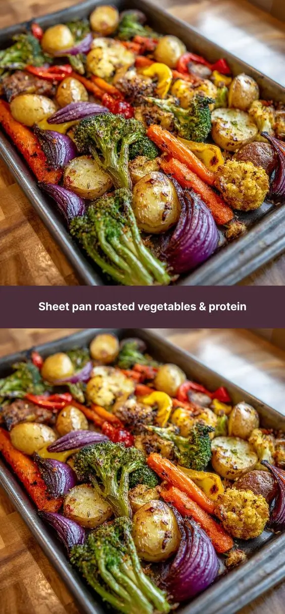 Sheet pan roasted vegetables & protein
