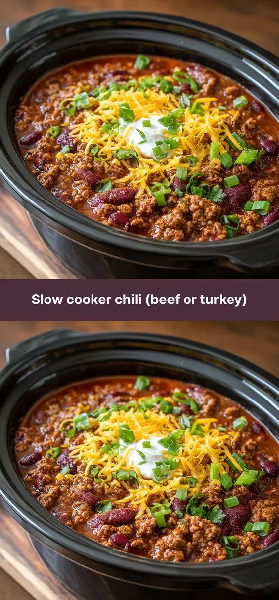 Slow cooker chili (beef or turkey)