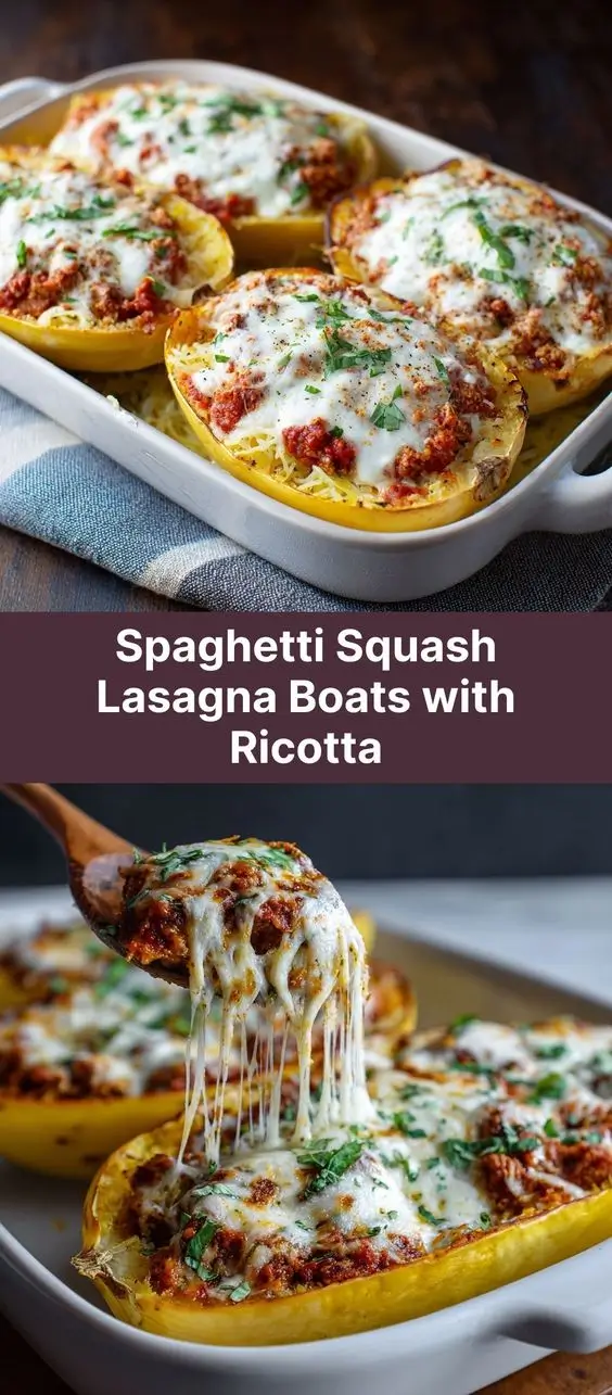 Spaghetti Squash Lasagna Boats with Ricotta