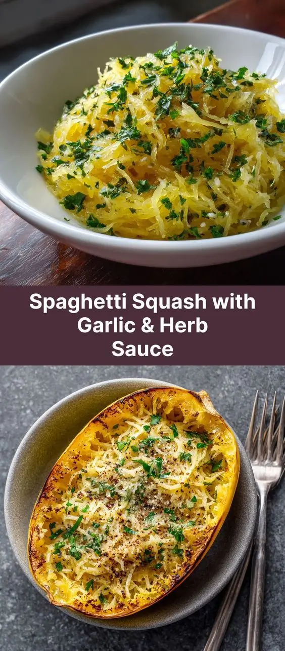 Spaghetti Squash with Garlic & Herb Sauce