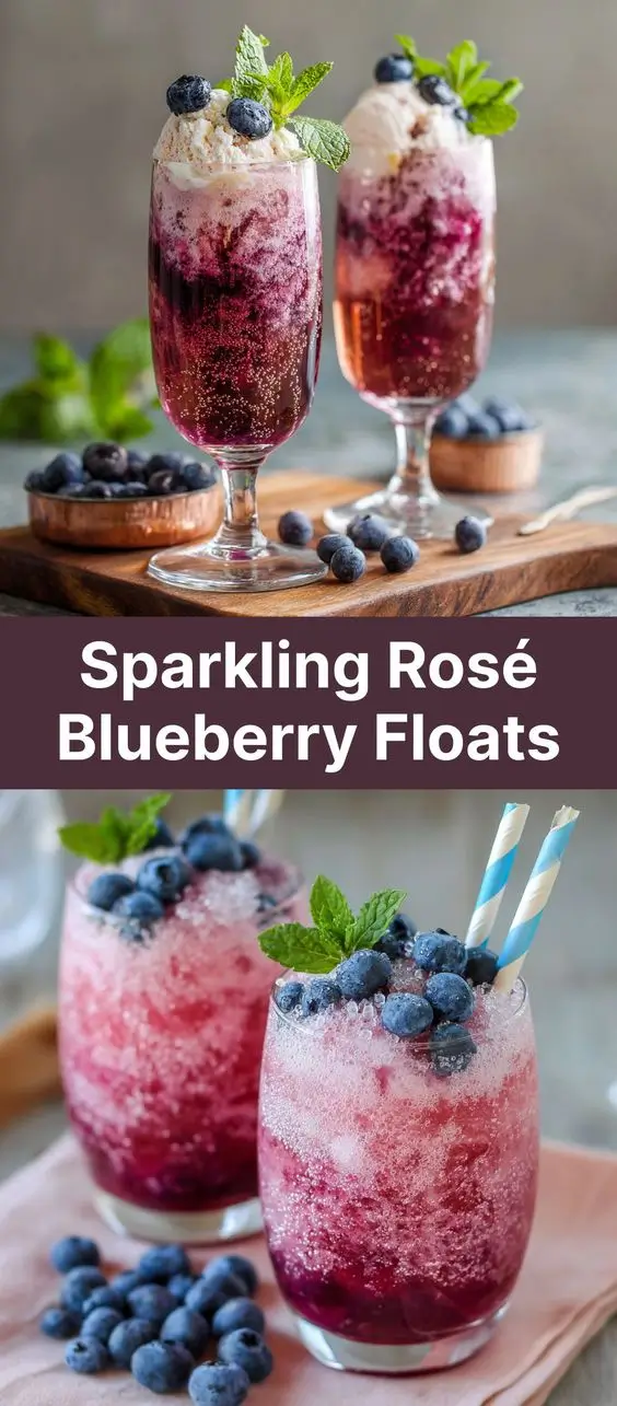 Sparkling Rosé Blueberry Floats