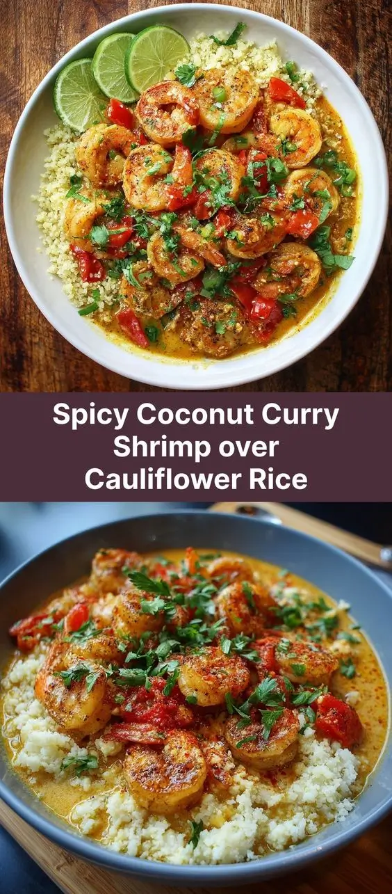 Spicy Coconut Curry Shrimp over Cauliflower Rice