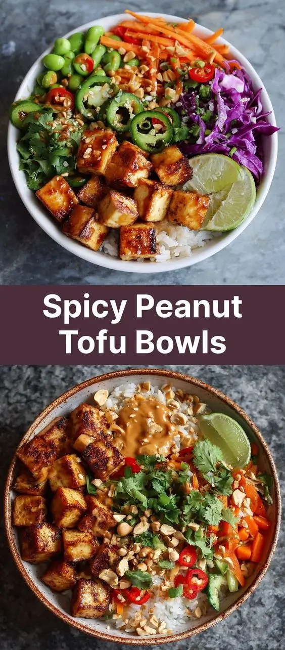 Spicy Peanut Tofu Bowls
