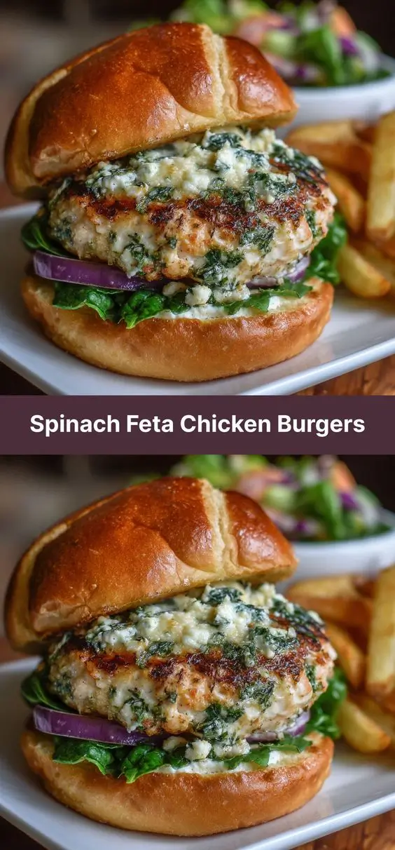 Spinach Feta Chicken Burgers