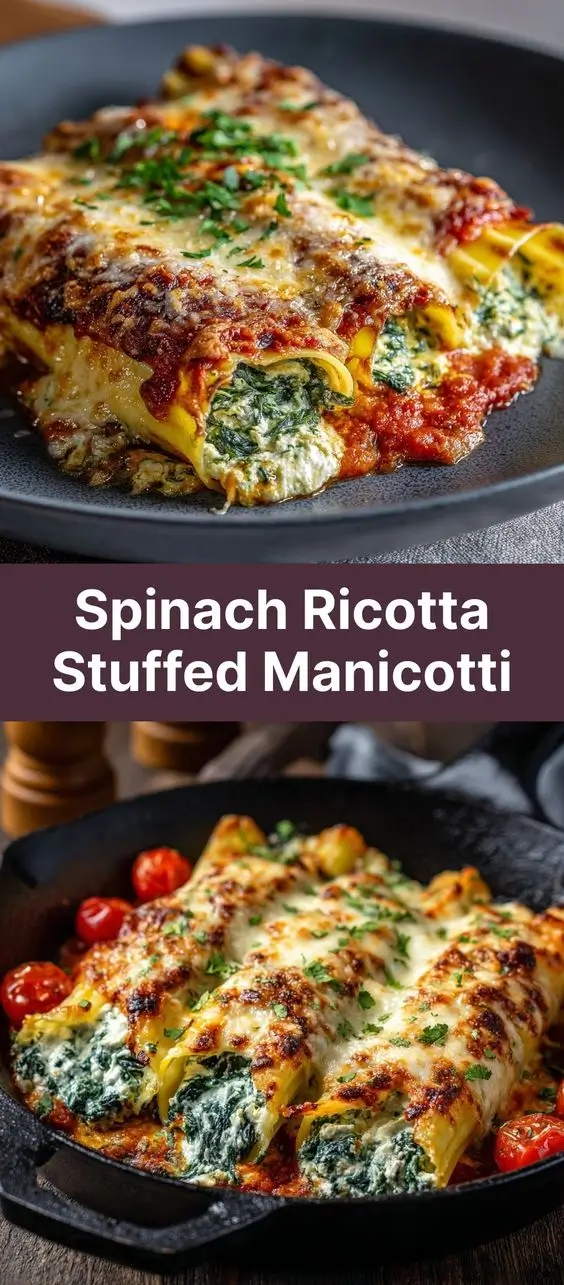 Spinach Ricotta Stuffed Manicotti