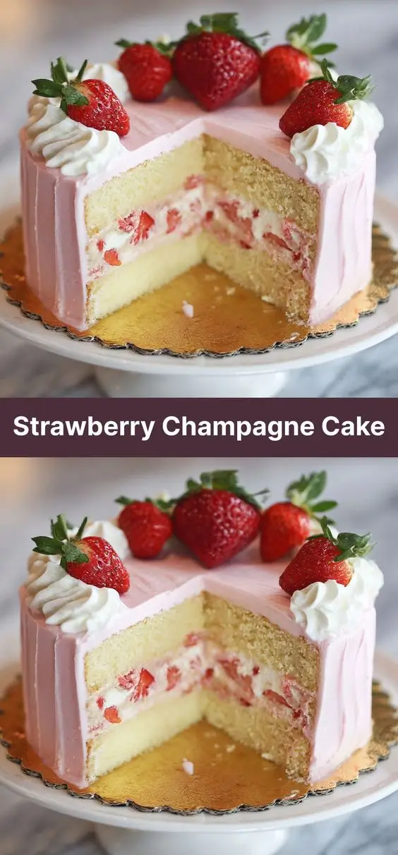 Strawberry Champagne Cake