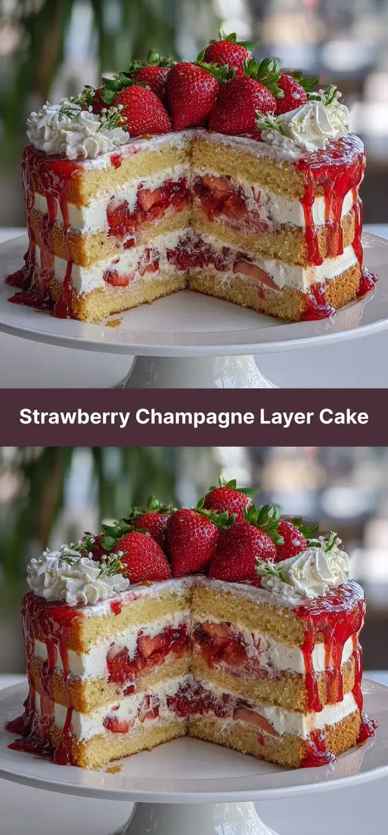 Strawberry Champagne Layer Cake