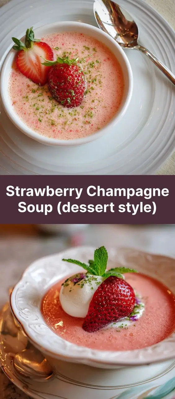 Strawberry Champagne Soup (dessert style)
