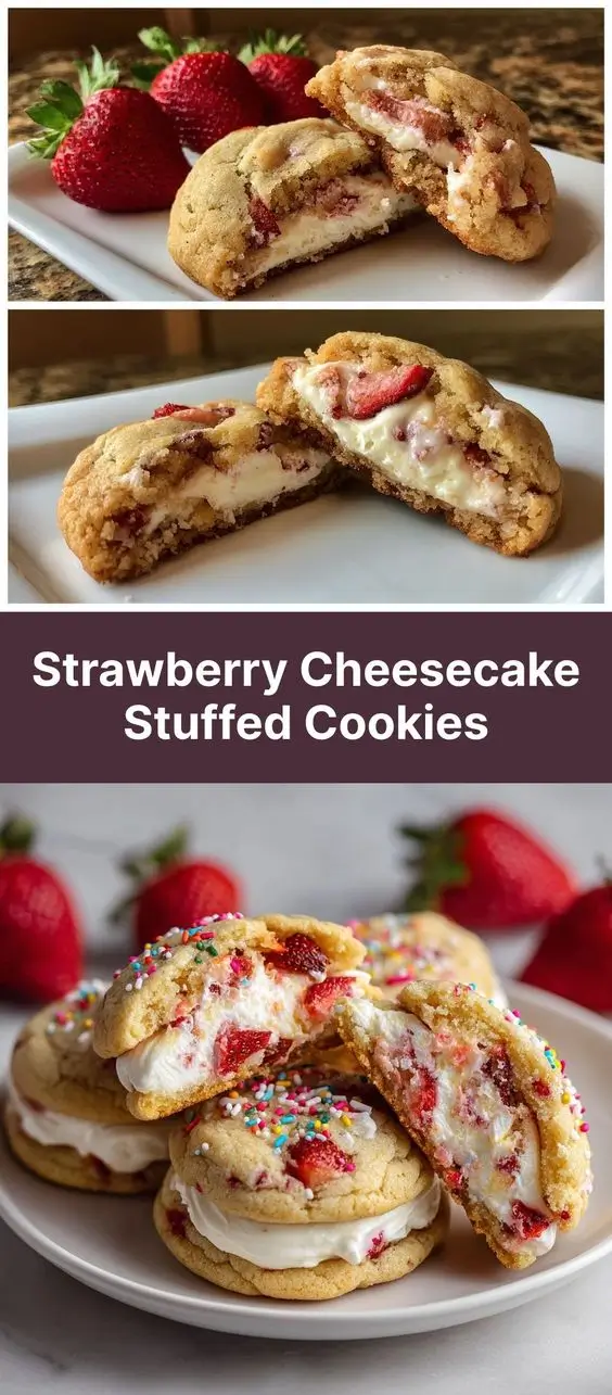 Strawberry Cheesecake Stuffed Cookies