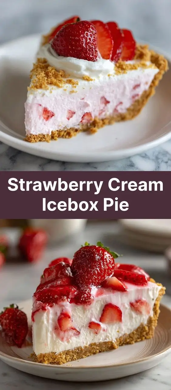 Strawberry Cream Icebox Pie