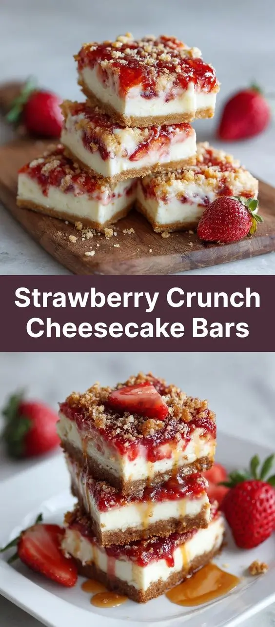 Strawberry Crunch Cheesecake Bars