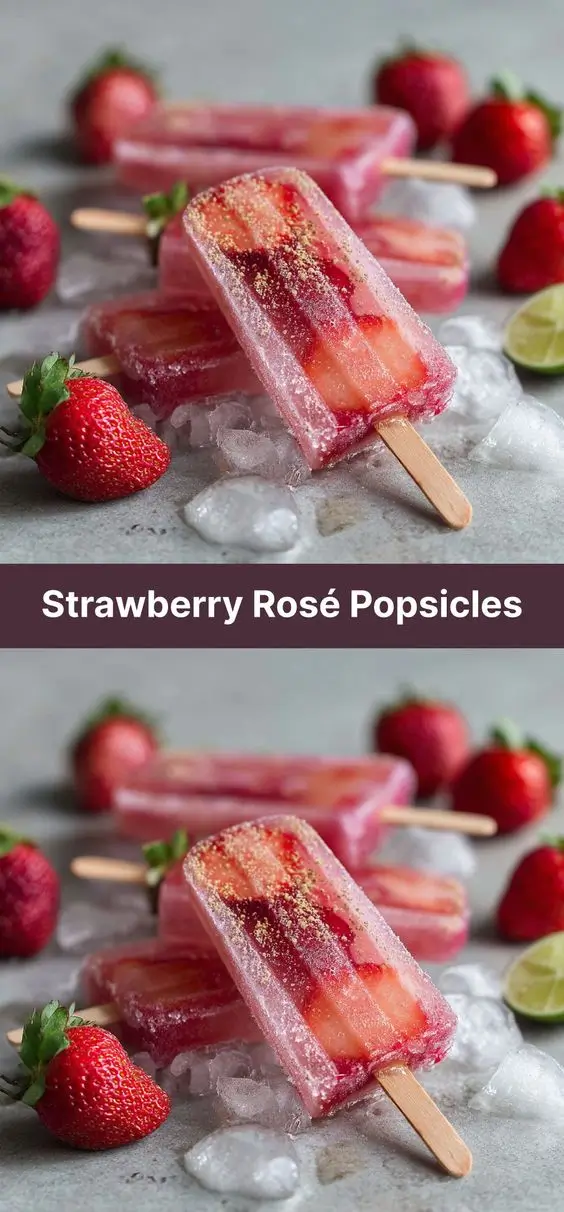Strawberry Rosé Popsicles