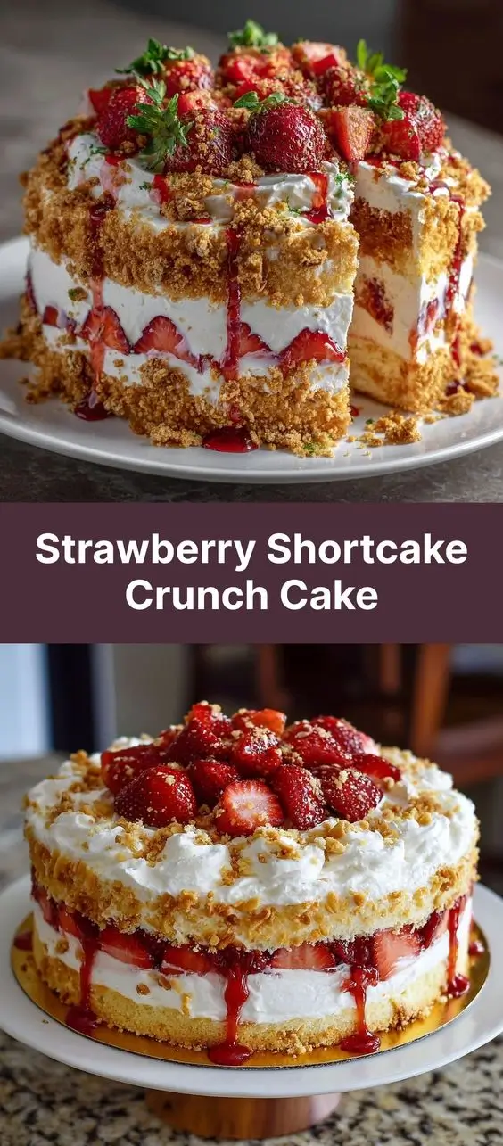 Strawberry Shortcake Crunch Cake
