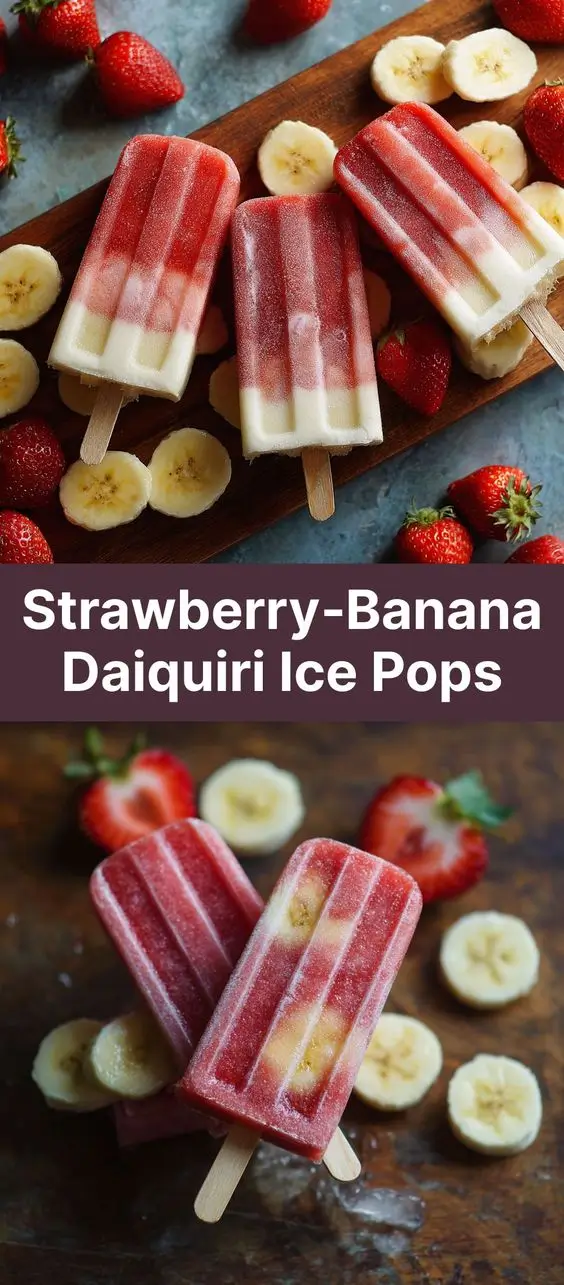 Strawberry‑Banana Daiquiri Ice Pops
