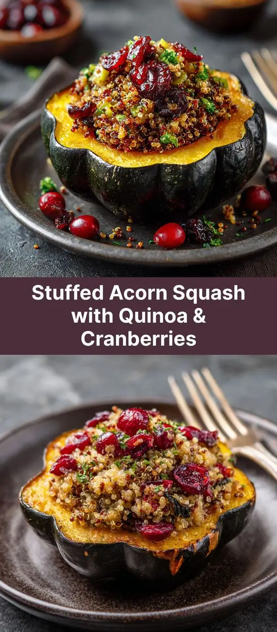 Stuffed Acorn Squash with Quinoa & Cranberries