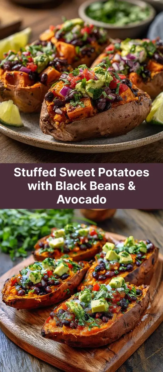 Stuffed Sweet Potatoes with Black Beans & Avocado