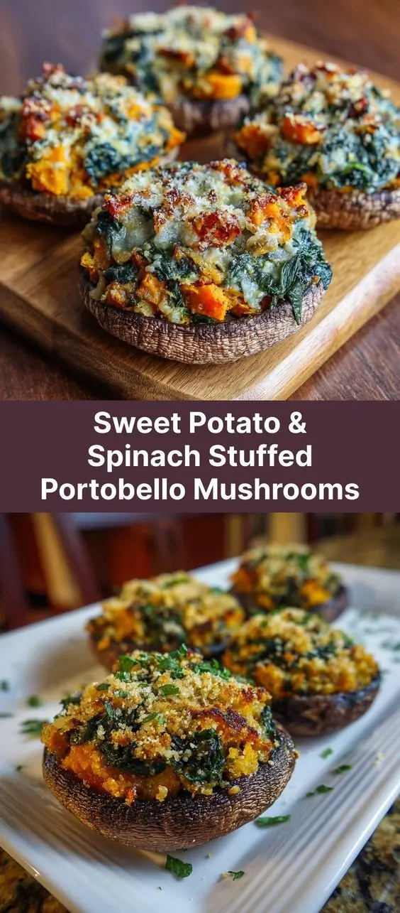 Sweet Potato & Spinach Stuffed Portobello Mushrooms