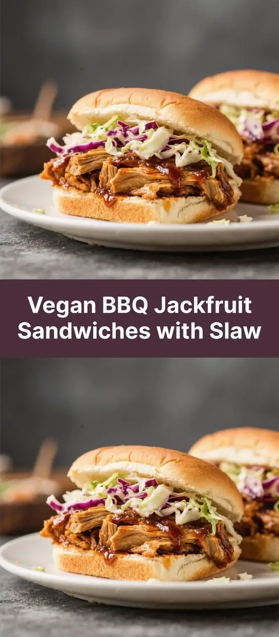 Vegan BBQ Jackfruit Sandwiches with Slaw