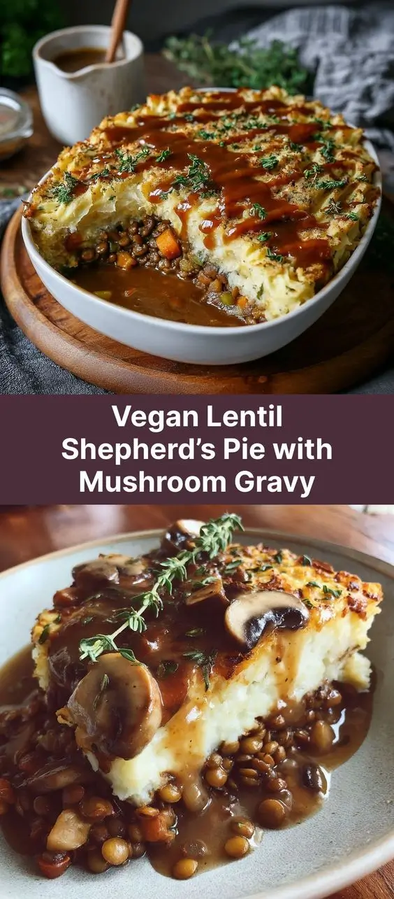 Vegan Lentil Shepherd’s Pie with Mushroom Gravy