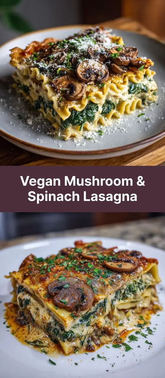Vegan Mushroom & Spinach Lasagna