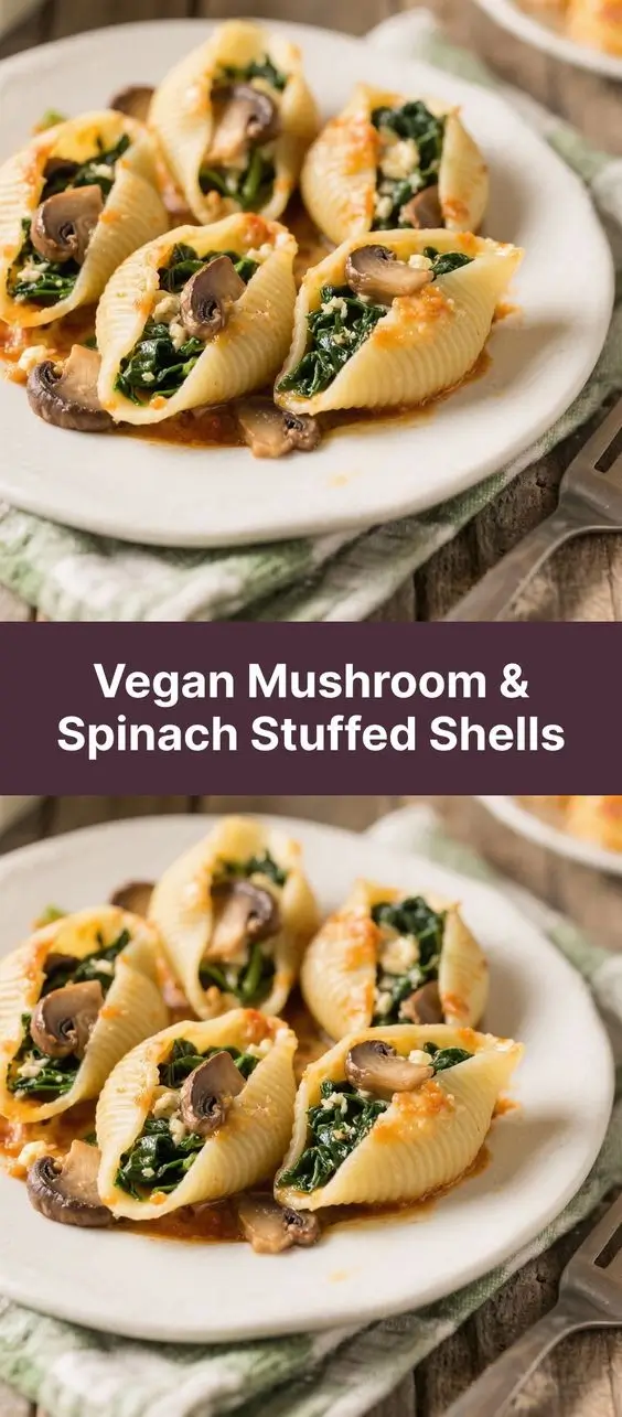 Vegan Mushroom & Spinach Stuffed Shells