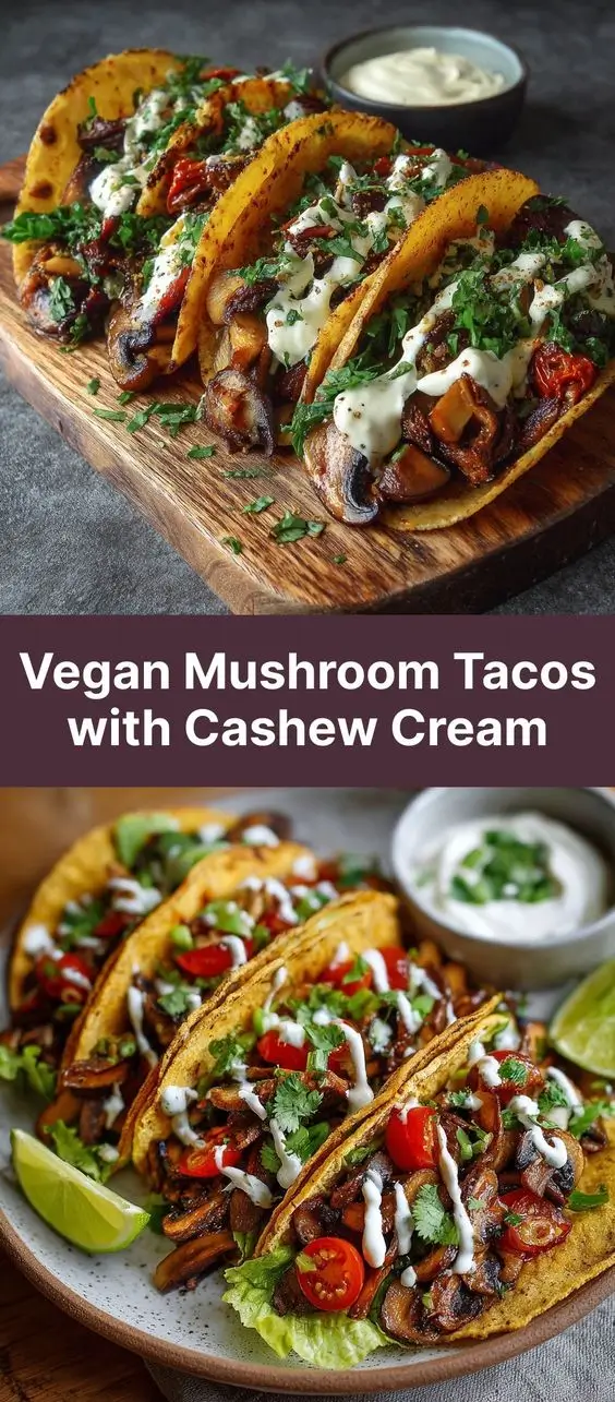 Vegan Mushroom Tacos with Cashew Cream