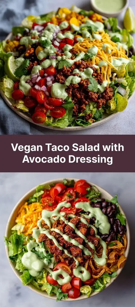 Vegan Taco Salad with Avocado Dressing