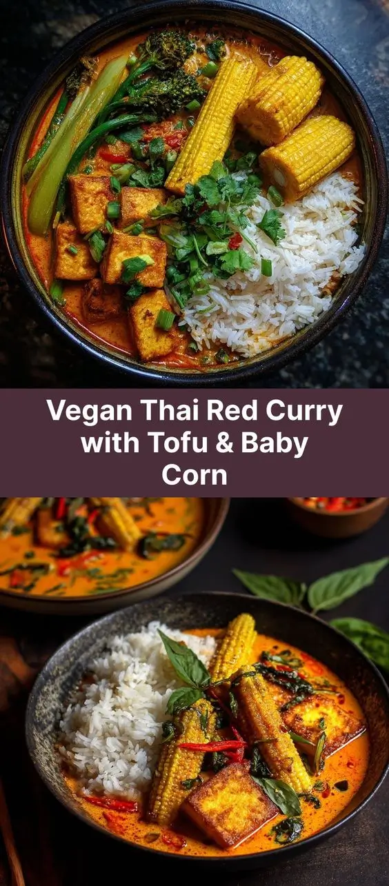 Vegan Thai Red Curry with Tofu & Baby Corn