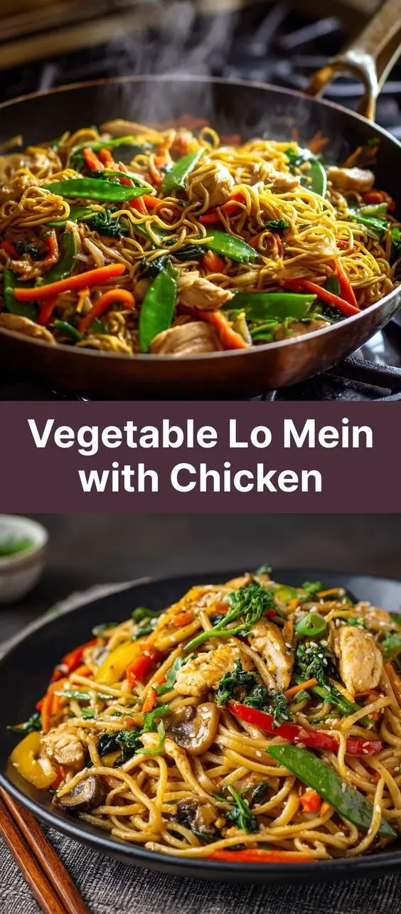 Vegetable Lo Mein with Chicken